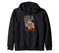 USA first, Beer Second - Cheers Brew funny Design Zip Hoodie