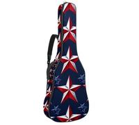 USA Five-Pointed Star Red and Blue Padded Guitar Bag, Protective Acoustic Guitar Cover Gig Bag for Electric Bass Classical Guitar