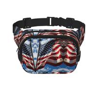 Usa Flag 2 Square Double-Layer Waist Bag Mini Adjustable Waist Belt Bag Exercise Running Travel Hiking, Black, One Size