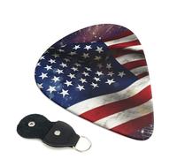 Usa Flag 6 Pack Guitar Picks With Holder, Personalized Guitar Plectrums Non-Slip Portable Ukulele Bass Picks 0.96mm For Acoustic Guitar Lovers Gifts