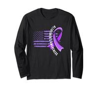 USA Flag Alzheimer's Awareness Support Squad Ribbon Long Sleeve T-Shirt