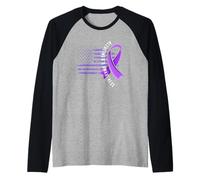 USA Flag Alzheimer's Awareness Support Squad Ribbon Raglan Baseball Tee