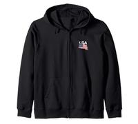 USA Flag America Heritage American Vacation Grunge Travel Zip Hoodie