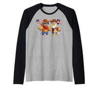 USA Flag American Bald Eagle Bison Patriotic 4th of July Raglan Baseball Tee