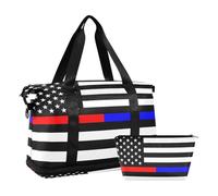 Usa Flag American Honoring Firefighter Carry on Bag with Wet Pocket Adjustable Strap Sports Gym Bag for Travel Waterproof for men women