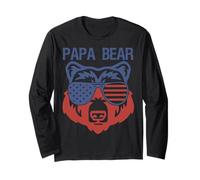 USA Flag American Papa Bear Tank Patriotic Funny Bro Long Sleeve T-Shirt