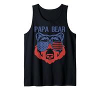 USA Flag American Papa Bear Tank Patriotic Funny Bro Tank Top