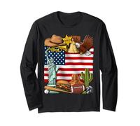 USA Flag American Patriotic 4th of July Patriotism Long Sleeve T-Shirt