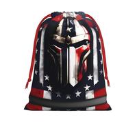 Usa Flag American Spartan Print Drawstring Gift Bag,Party Gift Bags,Reusable Christmas Drawstring Wrapping Bags