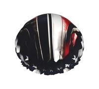 Usa Flag American Spartan Print Shower Cap Reusable Bath Cap Double Layer Bath Hair Caps, Keeps Hair Dry, Fits All Head