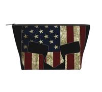 USA Flag American Spartan Printed Travel Makeup Bag Trapeze Cosmetic Bag Makeup Case Toiletry Bag Organiser for Women