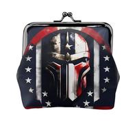 USA Flag American Spartan small wallets woman,wallets for women,coin purse for women,small womens wallet,with zipper and kiss lock, Black, One Size, Art Deco