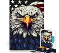 USA Flag Bald Eagle 1000-piece Jigsaw Puzzles Brain Training Fun Tight Interlock No Gaps Bonding Activity for Loved Ones (38x52cm)