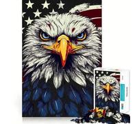 USA Flag Bald Eagle Jigsaw Puzzles 1000 Cognitive Skill Toy Smooth Burr Free Surface Relaxing Indoor Group Activity (50x75cm)
