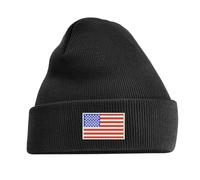 USA Flag Beanie - Warm Knit Hat for Adults & Kids with American Flag Design - Unisex Winter Cap for All Ages (UK, Alpha, One Size, Kids, Navy)
