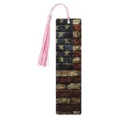 USA Flag Bookmark American Flag Camo Wooden Bookmark with Tassel Book Mark for Women Men Reading Page Markers Gifts for Book Lovers