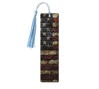 USA Flag Bookmark American Flag Camo Wooden Bookmark with Tassel Book Mark for Women Men Reading Page Markers Gifts for Book Lovers