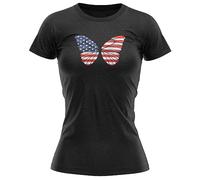 USA Flag Butterfly Womens T Shirt American Supporters America Soccer World Tee