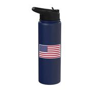 USA Flag Chest Patch Star Spangled Banner American Flag Stainless Steel Insulated Water Bottle