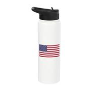 USA Flag Chest Patch Star Spangled Banner American Flag Stainless Steel Insulated Water Bottle