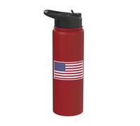 USA Flag Chest Patch Star Spangled Banner American Flag Stainless Steel Insulated Water Bottle
