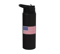 USA Flag Chest Patch Star Spangled Banner American Flag Stainless Steel Insulated Water Bottle