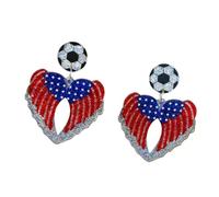 USA Flag Dangle Drop Earrings for Women, Acrylic Glitter Lightweight American Independence Day Patriotic Jewellery, Red White Blue Stars and Stripes 1 Pair, Various Designs B