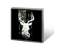 USA Flag Deer Hunting Camouflage Square Badge Funny Button Pins Brooch