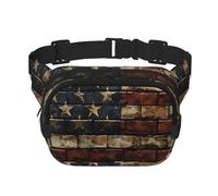 USA Flag Double Layer Waist Bag Pack American Flag Camo Bum Bag Fanny Pack for Men Women, Adjustable Belt Bag for Travel Hiking Running Cycling Festival