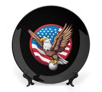 Usa Flag Ea-gle Golf Decorative Plate Dish Bone China Dinner Plates Tray Decor Trinket for Home Kitchen