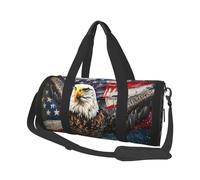 USA Flag Eagle Printed Sports Gym Bag with Wet Pocket & Shoes Compartment, Travel Duffel Bag for Men Women