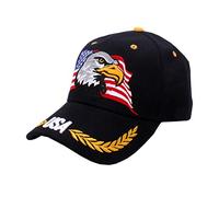 USA-Flag Eagles-Hat American Baseball-Cap Embroidered, Black, One size
