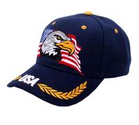 USA-Flag Eagles-Hat American Baseball-Cap Embroidered, Navy, One Size