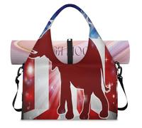 USA Flag Elephant Sports Duffle Bag with Shoe Compartment Elephant Design Weekend Overnight Bags Tote Cabin Luggage Bag for Gym Yoga Travel