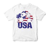 USA Flag Football Kids T Shirt, Gifts for Boys and Girls, American Soccer Supporters Tee 2022, 7-8 Years, White