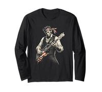 USA Flag Guitarist Abraham Lincoln Playing Electric Guitar Long Sleeve T-Shirt