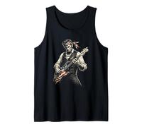 USA Flag Guitarist Abraham Lincoln Playing Electric Guitar Tank Top