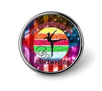 USA Flag Gymnastics Inspirational Gifts Round Brooch Pin Badge Lapel Tie Pin for Women Men Office Worker Teacher Decor