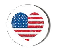 USA Flag Heart - Small 10 x 49mm Vinyl Stickers Pack of 10
