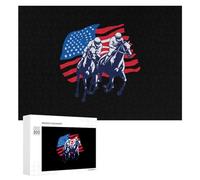 USA Flag Horse Racing Equestrian Puzzle for Adults Challenging Jigsaw Puzzles for Women Men