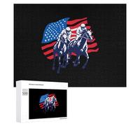 USA Flag Horse Racing Equestrian Puzzle for Adults Challenging Jigsaw Puzzles for Women Men
