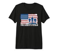 USA Flag I was Raised by a Veteran - Memorial Veterans Day Premium T-Shirt