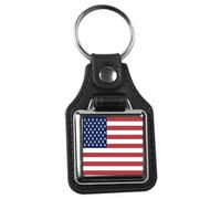 usa flag leather keyring handmade in uk