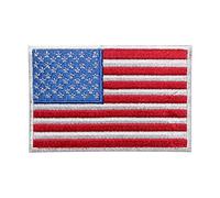 USA Flag Logo Patch Embroidered Applique USA Country Flag White Iron On Sew On Emblem