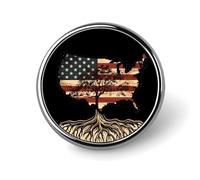 USA Flag Map Assyrian Tree Roots Round Badges Personalized Button Brooch Lapel Pins for Clothing Decoration