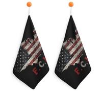 USA Flag Map FCK Hanging Hand Towels Soft Tea Towel 2PCS