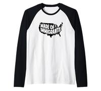 USA Flag Map Immigrants Immigrant America Anti Racism Raglan Baseball Tee