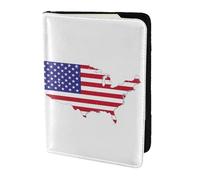 USA Flag Map print Leather Card Case Travel Accessories Passport Holder Cover Wallet for Women Men, Black, One Size