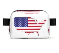 USA Flag Map Print Square Bumbag Fanny Pack for Men Women Adjustable Belt Bag Waterproof Cross Body Bag Chest Bag