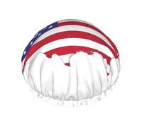 USA Flag Map Printed Large Shower Cap, Double Layer Hair Protector For Facial Care, Reusable Hair Wrap